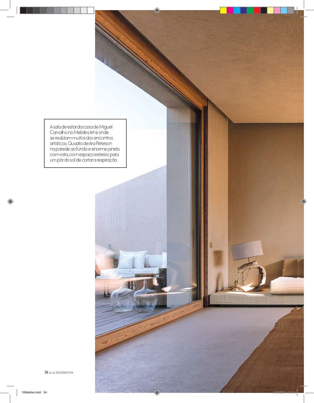 Elle Decoration page with a large window view and a sitting area