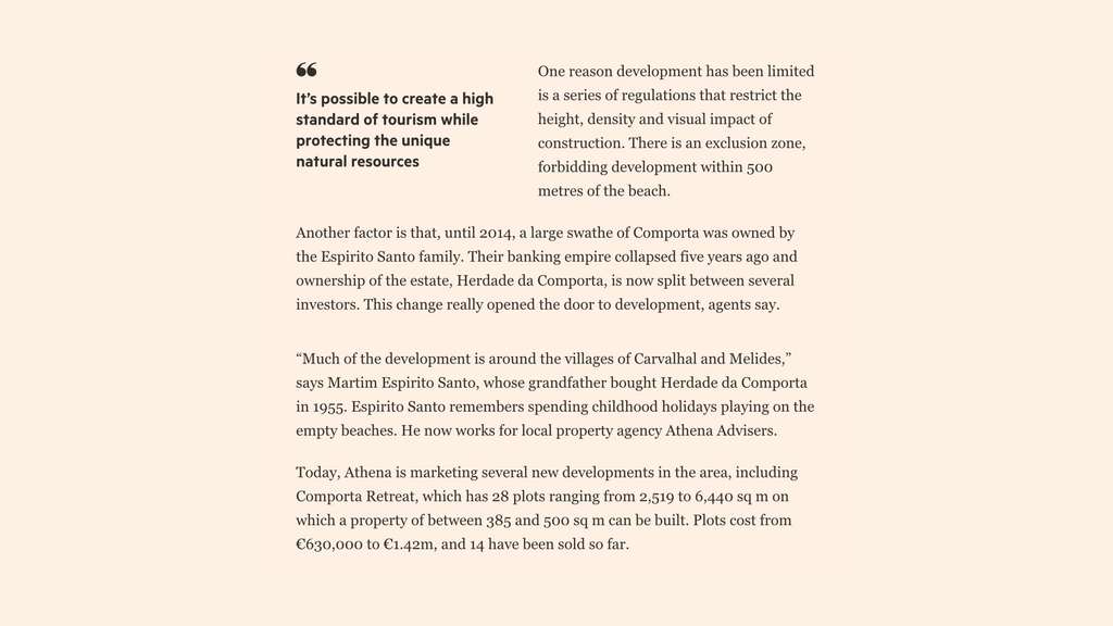 Financial Times article page with a pull quote and text columns