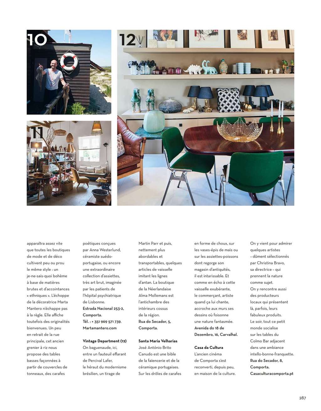 Ideat magazine page with small interior photos and four columns of French text
