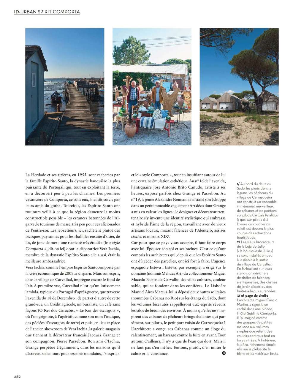 Ideat magazine page with three coastal photos and French text columns