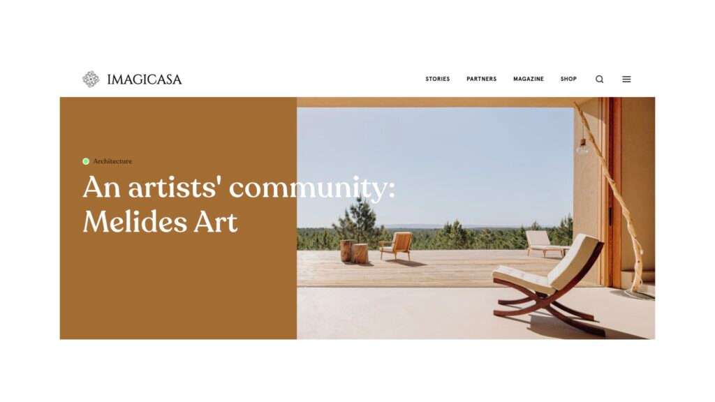 Imagicasa web article headline An artists' community: Melides Art, with a terrace and lounge chair