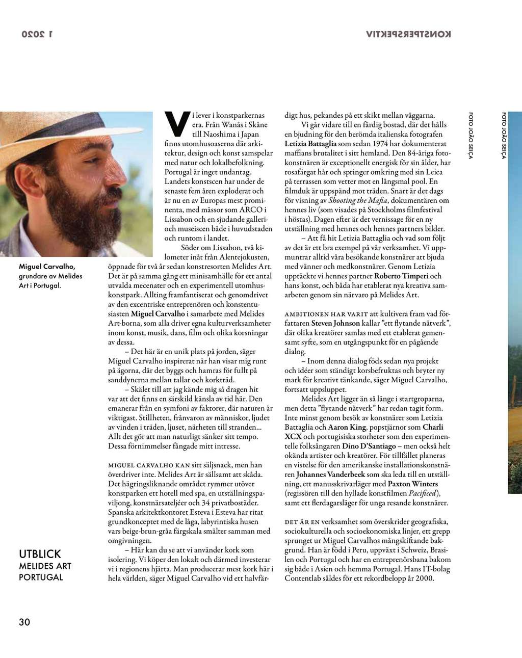 Konstutopi article page with a portrait of a man in a straw hat