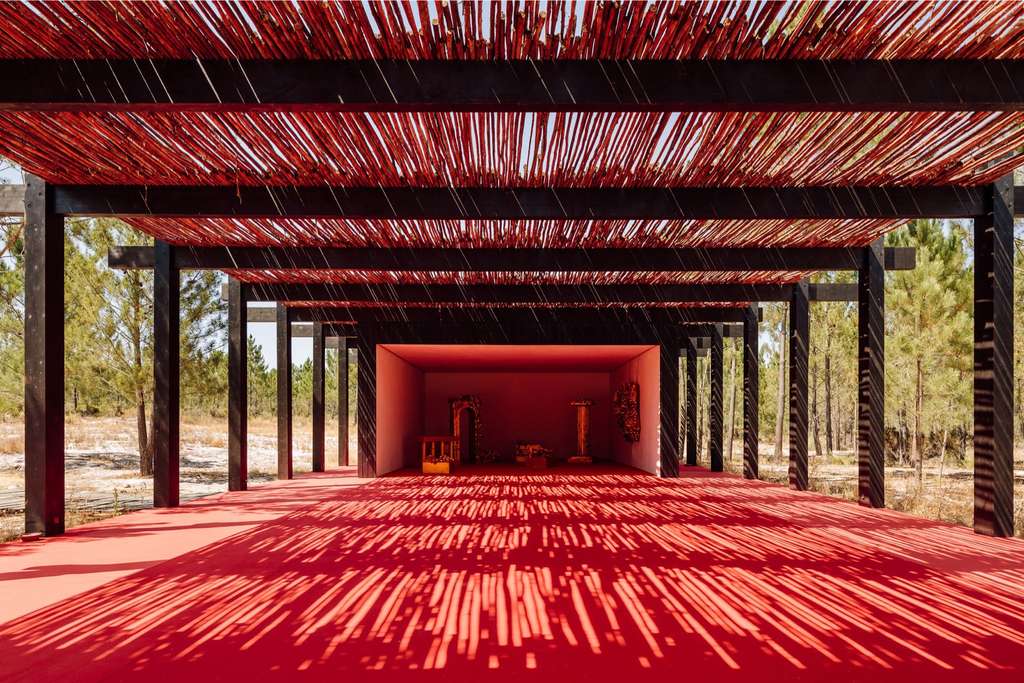 Pavillion Art Center red structure