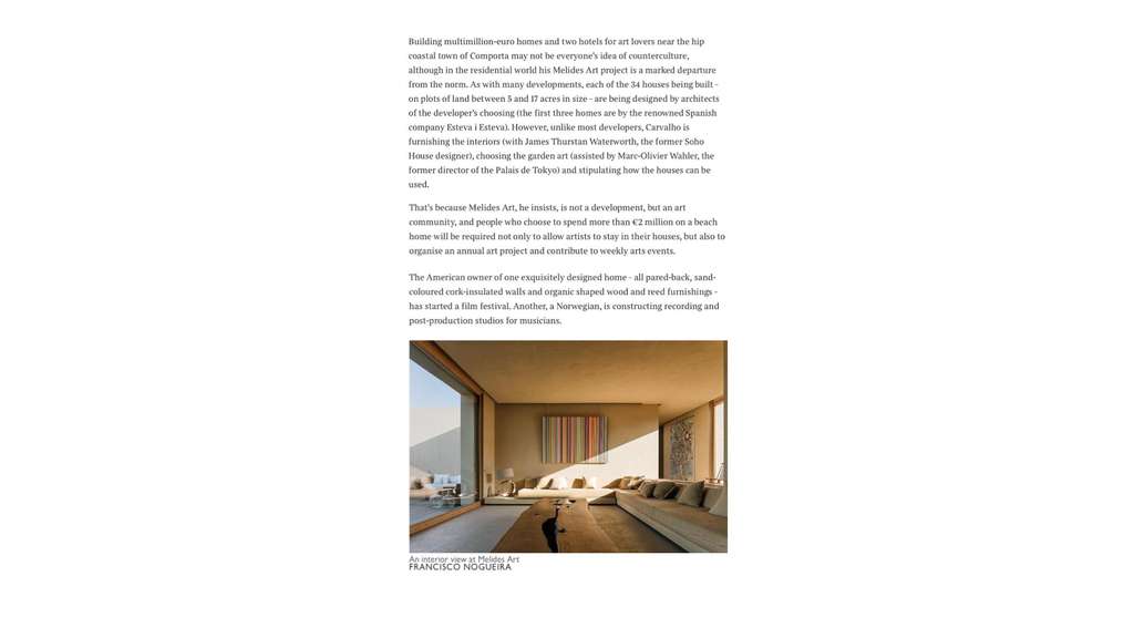 The Times article page with text and a bright living room photo