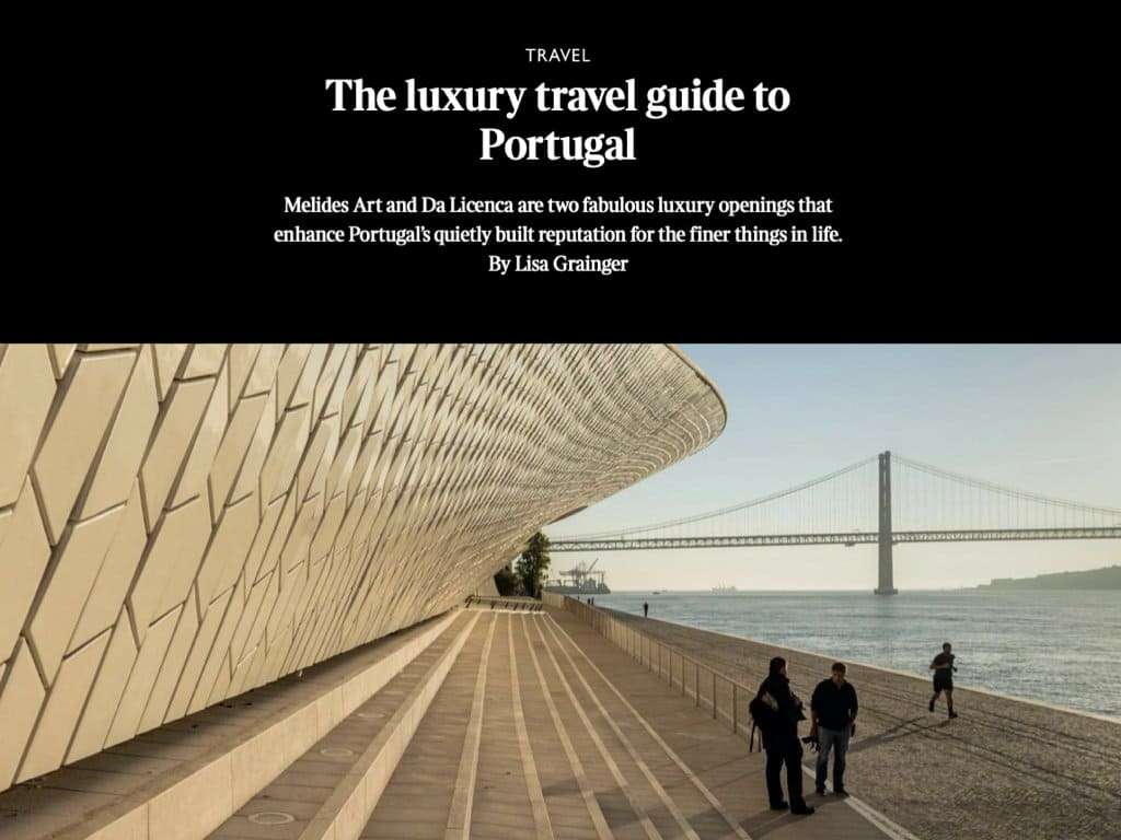 The Times article headline The luxury travel guide to Portugal, with a bridge photo