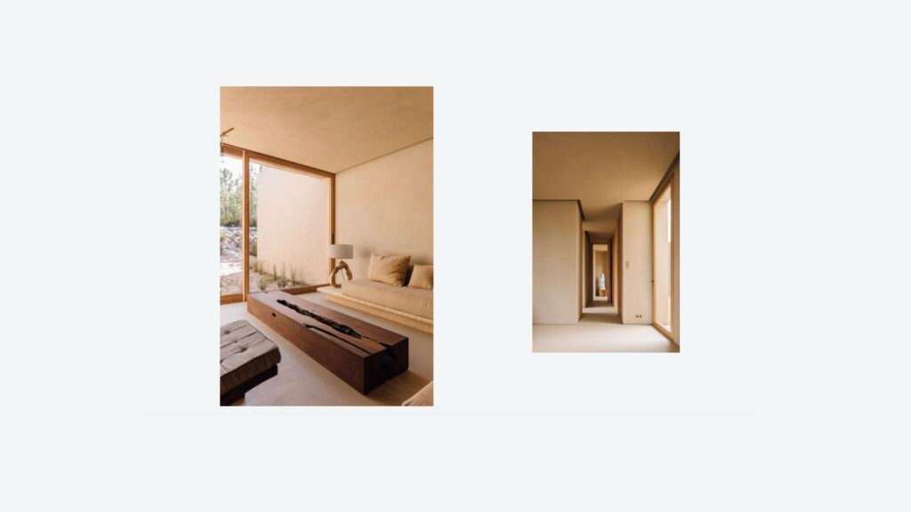 Visual Pleasure page with a bedroom and a long corridor